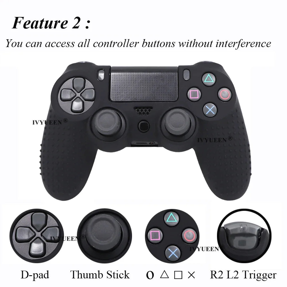 IVYUEEN Studded Silicone Cover Skin With Thumb Grips Caps for Dualshock 4